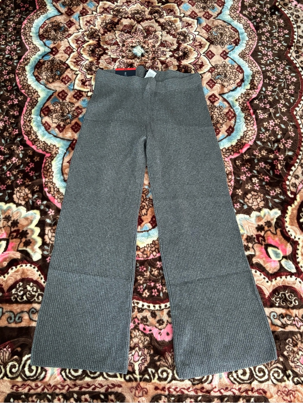 GAP Grey Ribbed Wide-Leg Knit Pants size medium